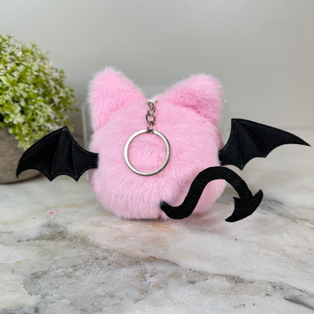 Halloween Pom Pom Bat Keychain